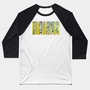 Black and White Birch Trees with Yellow Green Background Baseball T-Shirt